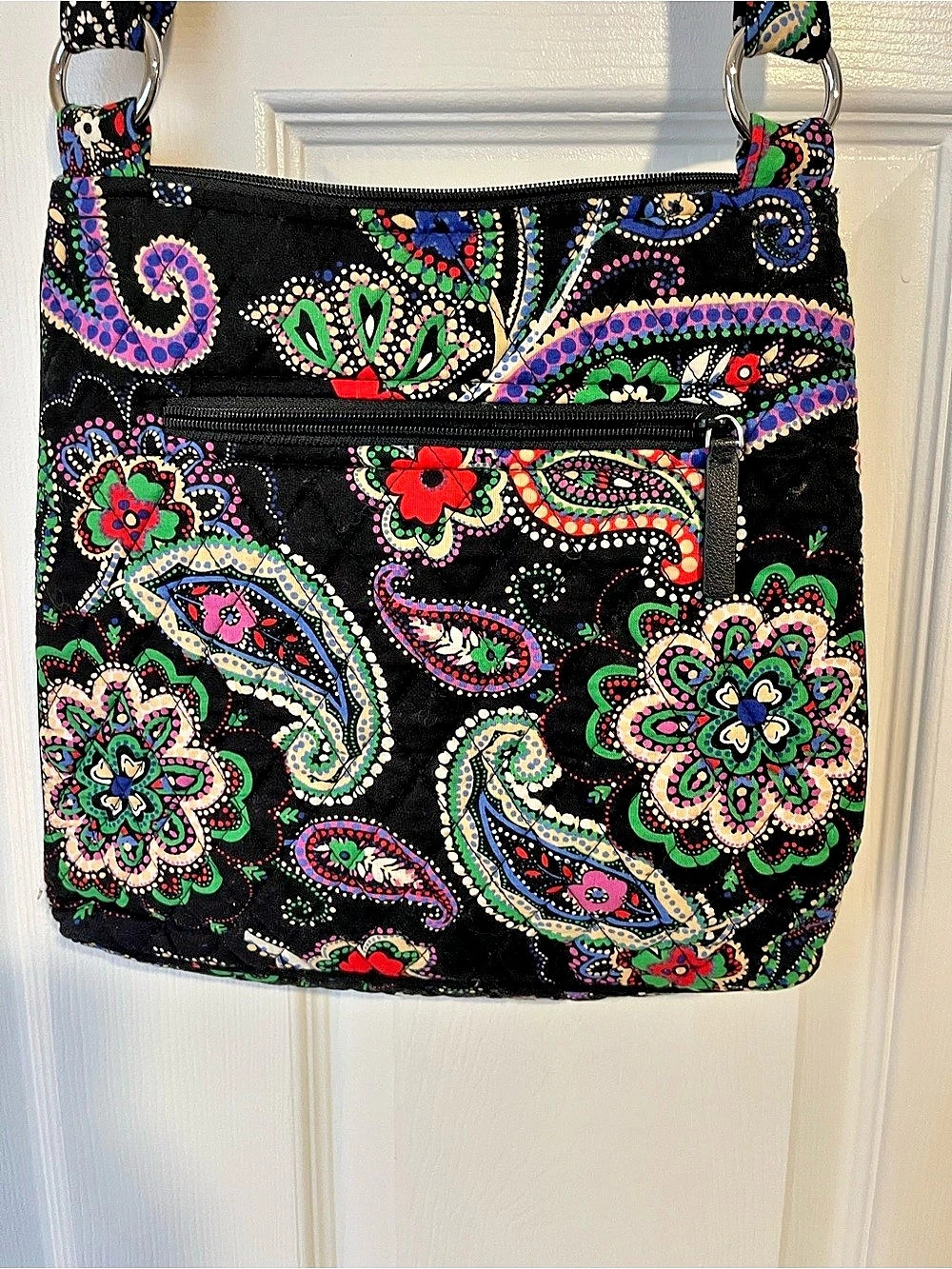 Vera Bradley Outlet Cotton Essential Crossbody Paisley Bag Black & Multicolor